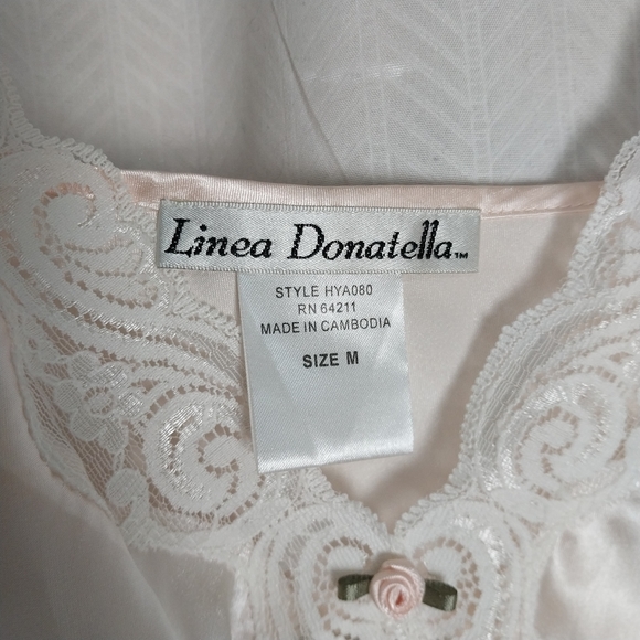 Linea Donatella Fly Away Baby Doll Satin Chiffon Lace Trim Pale Peach Size M - Picture 4 of 7